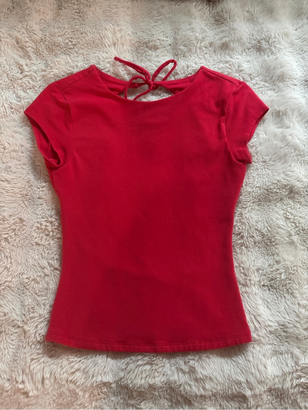 Garage Red Open-Back + Tie-Neck Women's Top - Picture 2 of 3
